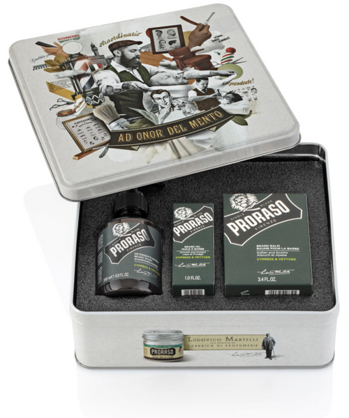 Набір догляду за бородою Proraso Metal Box Beard Care Cypress & Vetyver 8004395006922 фото