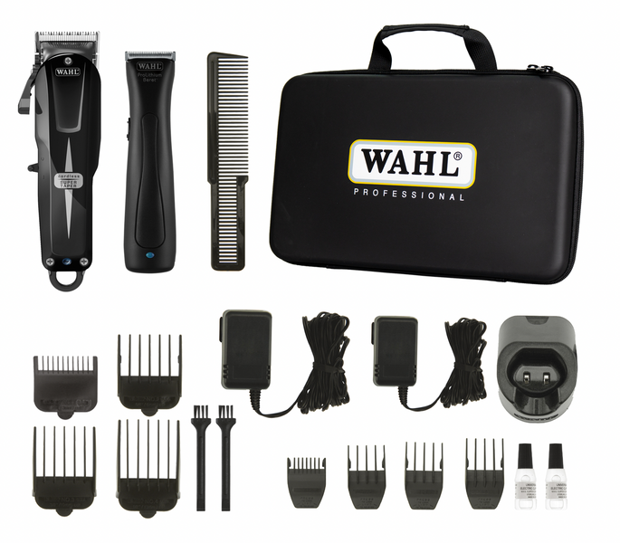 Набір Машинка для стрижки + Тример в кейсі Wahl Cordless Combo Super Taper Cordless Black + Beret Stealth 08592-017 08592-017 фото