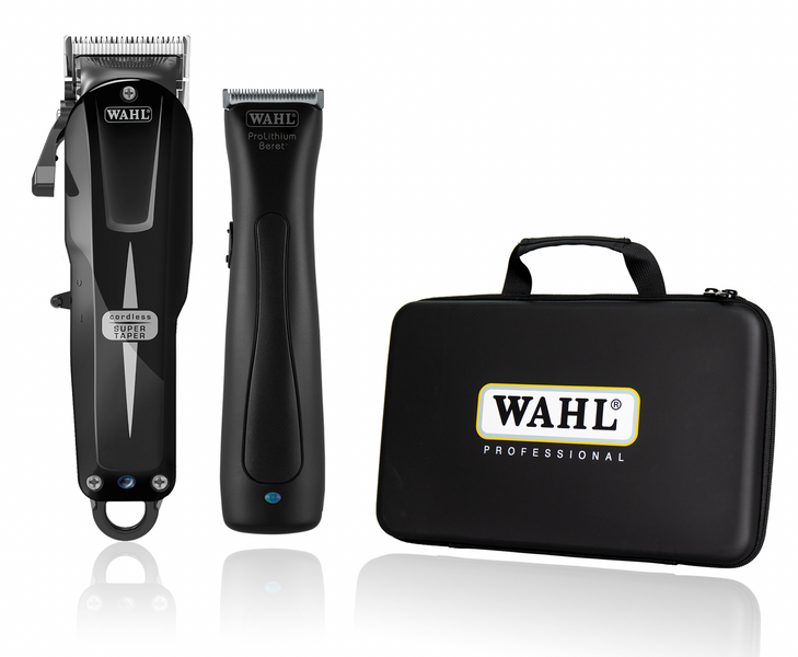 Набір Машинка для стрижки + Тример в кейсі Wahl Cordless Combo Super Taper Cordless Black + Beret Stealth 08592-017 08592-017 фото