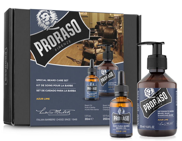 Набір для бороди Proraso Duo Pack Oil + Shampoo Azur Lime 8004395007462 фото